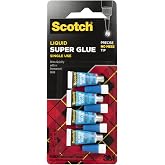 Scotch Super Glue Liquid, 4-Pack of Single-Use Tubes, .017 oz Each | Fast Drying Liquid Formula