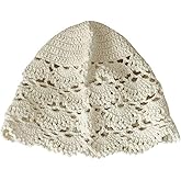 Amosfun Women Crocheted Lace Floral Beanie Vintage Casual Turban Cap Knitted Elegant Hair Hat for Women Clothing Accessories