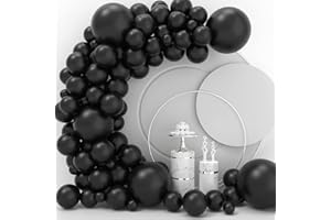 JOYYPOP Black Balloons 110 Pcs Black Balloon Garland Kit Different Sizes 5 10 12 18 Inch Black Balloons for Birthday Graduation Party Decorations