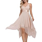 Ever-Pretty Women's Spring V Neck Lace Chiffon A Line Prom Dresses Semi Formal Cocktail Wedding Guest Dress 0207