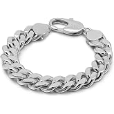 Dankadi Italian Men 925 Sterling Silver Bracelet 8-10-12MM Solid Miami Cuban Link Curb Chain 7" 7.5" 8" 8.5" 9" 9.5" 10" Bangle Man Jewelry Gift (Silver 12MM Smooth, 7 inch)
