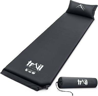 Trail Outdoor Self Inflating Camping Mat with Pillow 186x53 cm 2.5 cm Thick