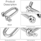 TERF M6 Heavy Duty D Shackle Steel 6mm Pack of 4 Silver view 4