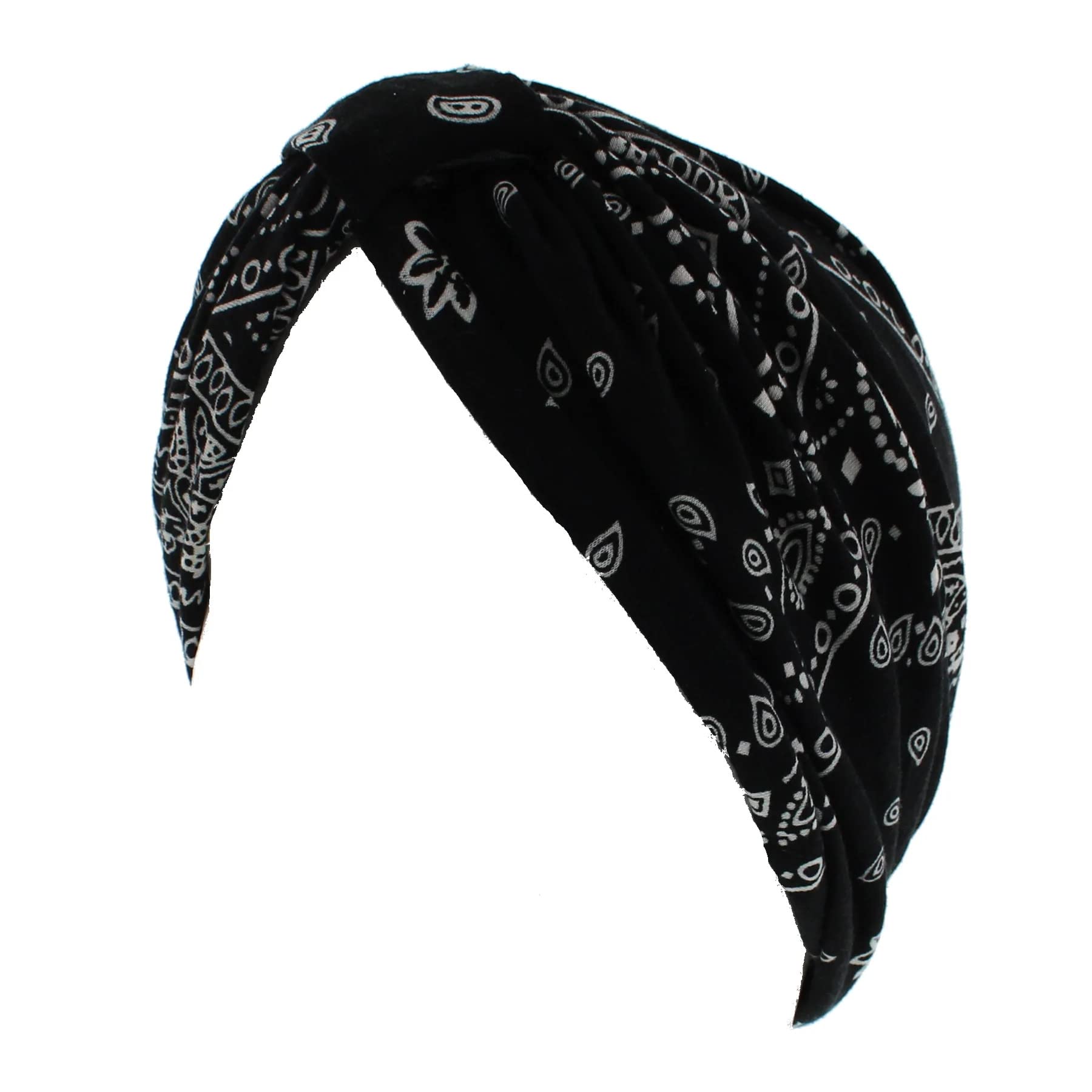 Topkids Accessories Hair Turban Head Wrap, Sleep Cap, Hair Scarf, Hair Towel, Chemo Headwear for Women UK, Head Scarf, Head Towel, Silk Hair Wrap for Sleeping (Paisley Print Black)