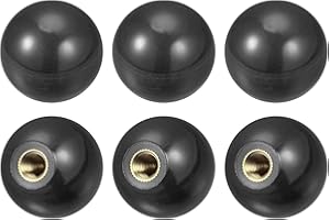uxcell 6Pcs Threaded Ball Knobs, M8 Female Thread Thermoset Ball Knob 1.18'' Dia Black Round Operation Ball Handles with Copp