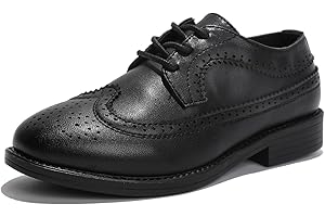 kkdom Boys Girls Oxfords Shoes Formal Leather Wingtip Lace Up Dress Shoes