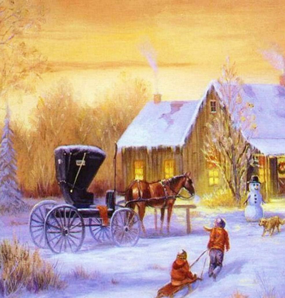 Download Amazon Com 5d Diy Diamond Painting Kits Vintage Christmas Winter Scene Full Drill Painting Arts Craft Canvas For Home Wall Decor Full Drill Cross Stitch Gift 16x12 Inch Arts Crafts Sewing 3D SVG Files Ideas | SVG, Paper Crafts, SVG File