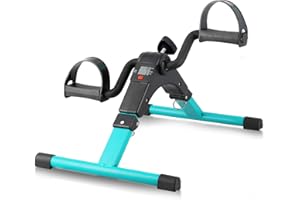 AGM Folding Pedal Exerciser, Mini Exercise Bike Under Desk, Arm & Leg Exerciser, Green LCD Display, Knob Controls