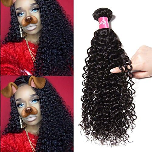 Dinoce Compatible with Longqi Hair 10A Brazilian Curly Virgin Human Hair 1 Bundle 100% Raw Unprocessed Remy Hair Weave 100g Natural Color 20 Inch