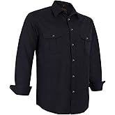 COEVALS CLUB Men's Western Pearl Snap Button Up Casual Cowboy Long Sleeve Two Pockets Work Shirts