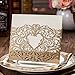 WISHMADE Laser Cut Invitations Cards Sets Gold 50 Pieces for Wedding Birthday Bridal Shower with Envelopes and White Printable Paper Kits