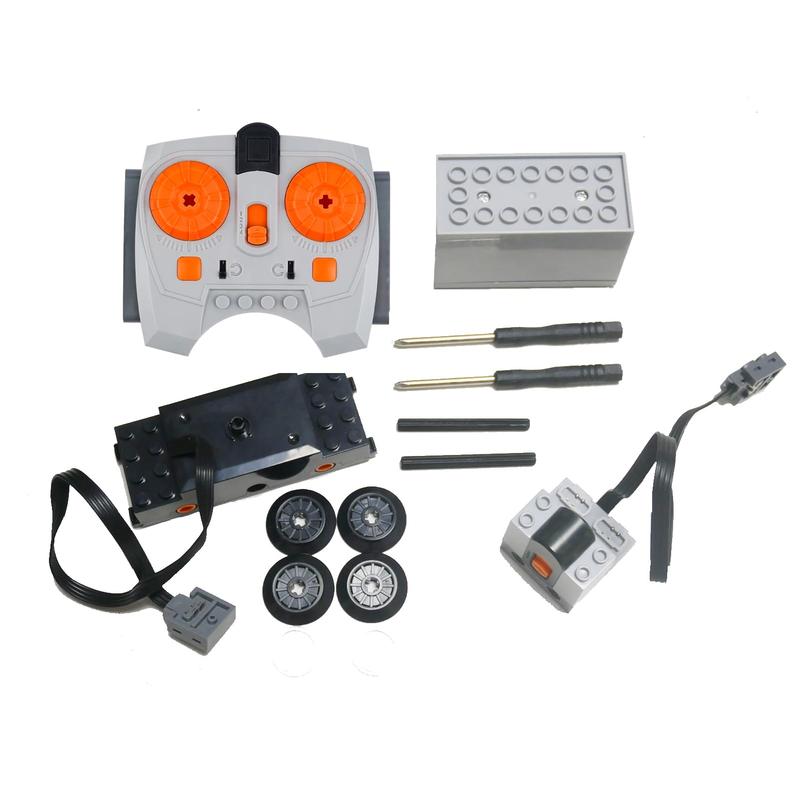 Photo 1 of 4 Pcs Train Motor kit, Power Function Train Motor Set, Science and Technology Power Function Kit, Remote Battery Box Receiver.