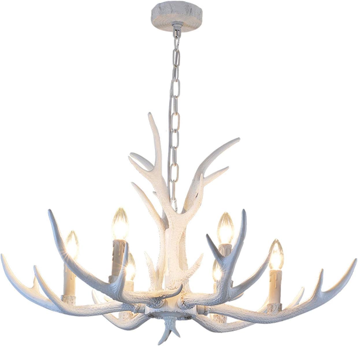 Vinteen Nordic Style E14 Resin Chandelier Simple Modern Restaurant Antler Light White Hanging Lamp Dining Table Atmospheric Light Living Room Bedroom Ceiling Light Adjustable