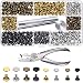 Bememo 240 Set Leather Rivets Double Cap Rivet Tubular Metal Studs 2 Sizes with Punch Pliers and 3 Pieces Setting Tool Kit for Leather Craft Repairs Decoration, 4 Colors