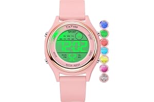 TixYolo Kids Digital Watch for Girls Boys,50M Waterproof Outdoor Easy Read Sport Wristwatch with Stopwatch & Alarm,Soft Strap Learning Time Watch for Children Age 5‑12,Ideal Gift for Christmas School