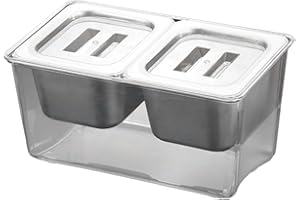 Generic Refrigerated Condiment Server Tray Commercial Box Removable Containers Condiment Organizer Box, 2 compartments