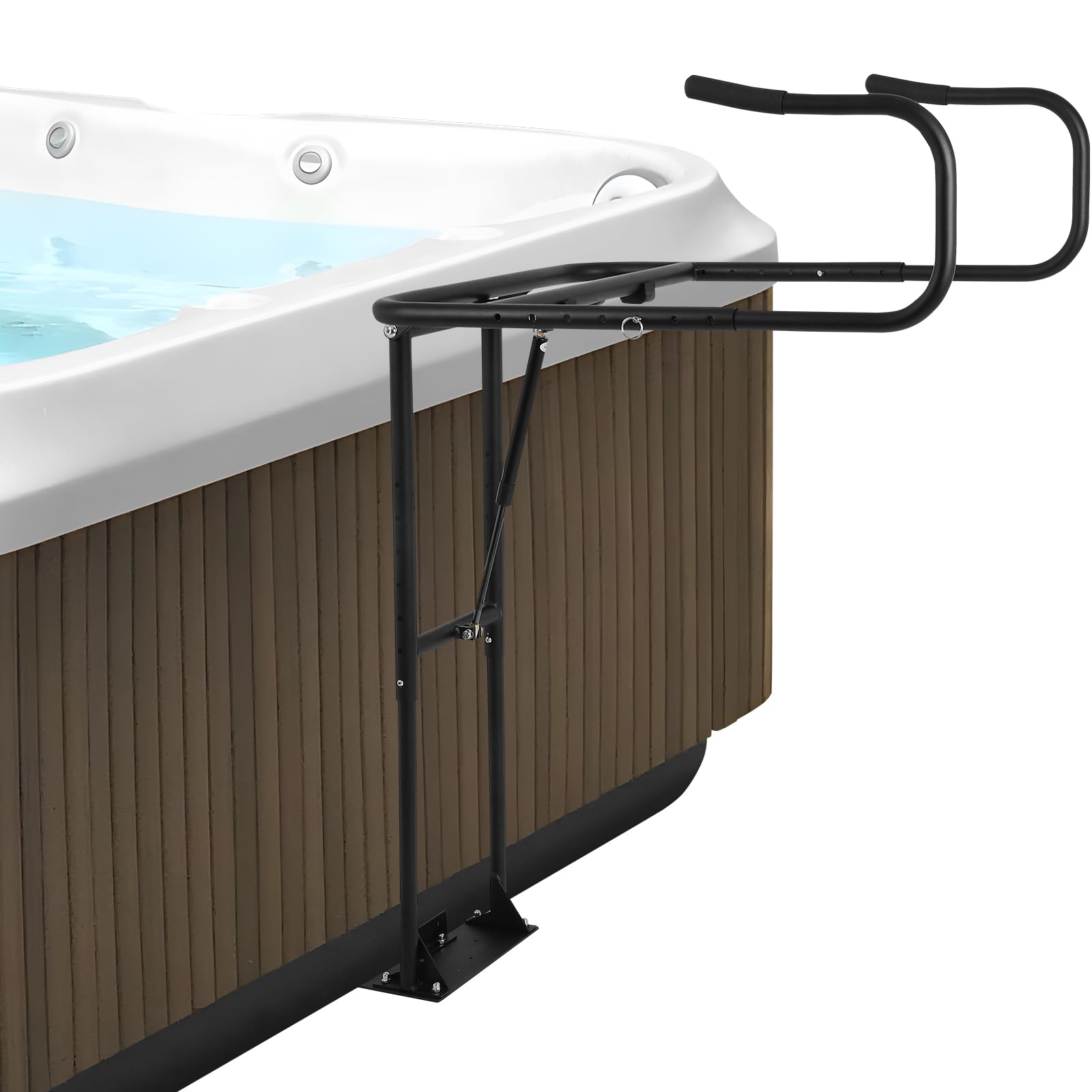 Photo 1 of FAHKNS Hot Tub Cover Lifter, Heavy Duty Spa Cover Lift, 32.7"-42.1" Height Adjustable Hot Tub Cover Lift Removal System, Bottom Insert Reinforced Bracket, Adjustable U-Arms Hydraulic Holder