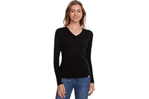 MERINNOVATION Merino Wool Base Layer Women 100% Merino Wool Long Sleeve Thermal Shirts for Women for Skiing Hiking Womens V Neck Top