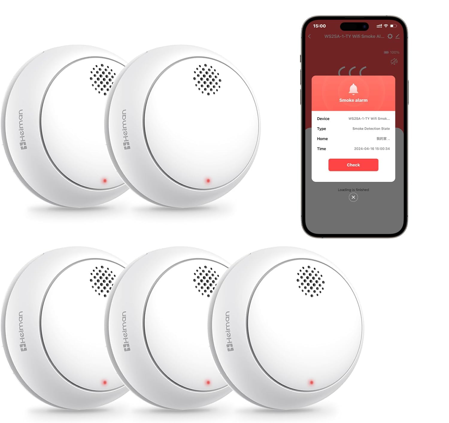 Heiman WiFi Smoke Detector with App and Replaceable Battery, 85 dB Alarm Fire Alarm with Mute Button, EN 14604 Standard, Smart Fire Alarm 85 dB (5)