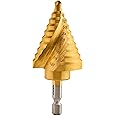 NEIKO 10174A Quick Change Spiral Grooved Step Drill Bit | 10 Step Drill Bit Sizes in One - 1/4" to 1-3/8" | High-Speed Steel and Titanium Nitride Coating | Two-Flute Design