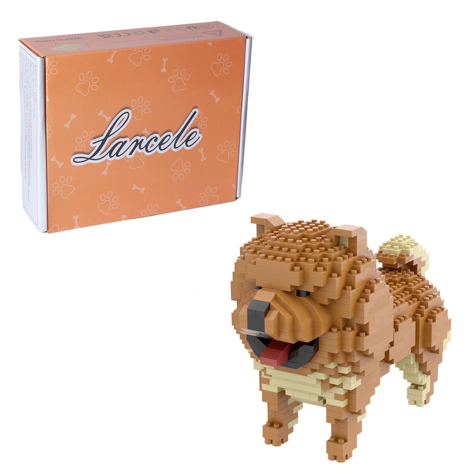 Larcele Mini Building Blocks Animal Set, DIY Micro 3D Building Toy Bricks,768 pcs KLJM-05 (Chow)
