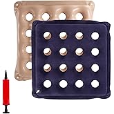 2-Pack Waffle Inflatable Seat Cushions with Pump, 18 Inch Beige 16-Hole Air Cushion for Pressure Relief, Wheelchair, Office Chair, Car Seat & Travel (Purple&Beige)