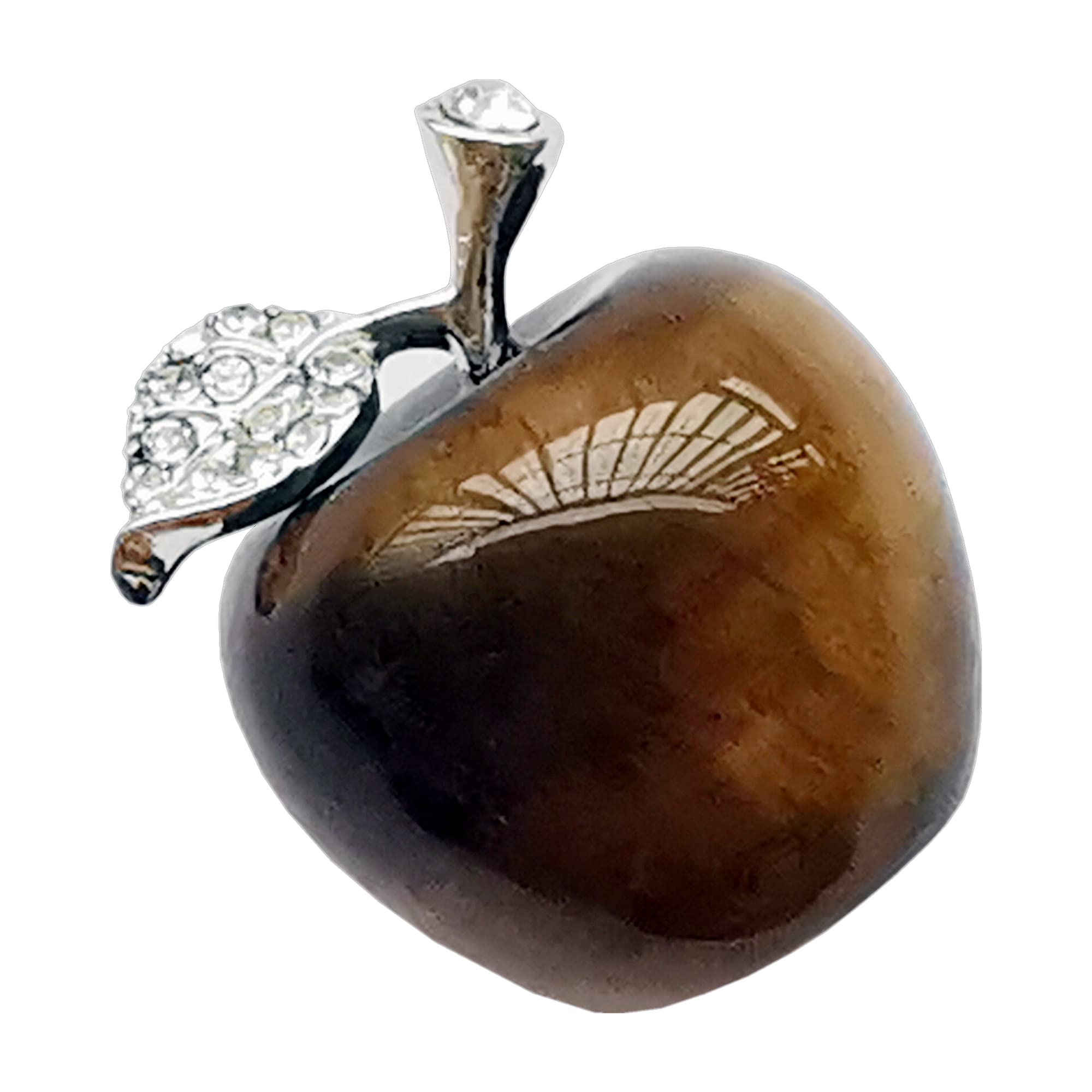 Manekieko Natural Tiger's Eye Apple Crystals and Healing Stones Figurines Collectibles,3cm Room Decor Christmas Decorations Office Gifts