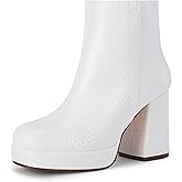 Rilista Platform Boots for Women Chunky High Heels Ankle Booties Square Toe Side Zipper Punk Boots