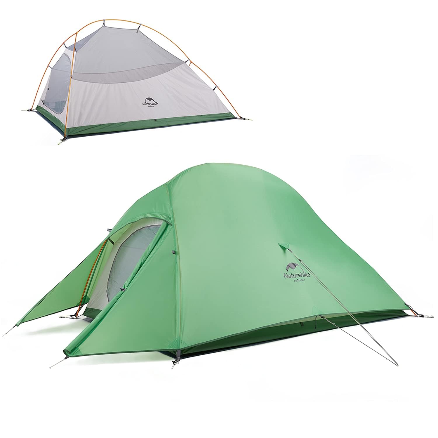 Photo 1 of Naturehike Cloud Up Free Standing 2 Person Backpacking Tent Ultralight Nylon Double Layer Camping Tents for Two Person (210T Polyester Light Green, 2 Person)