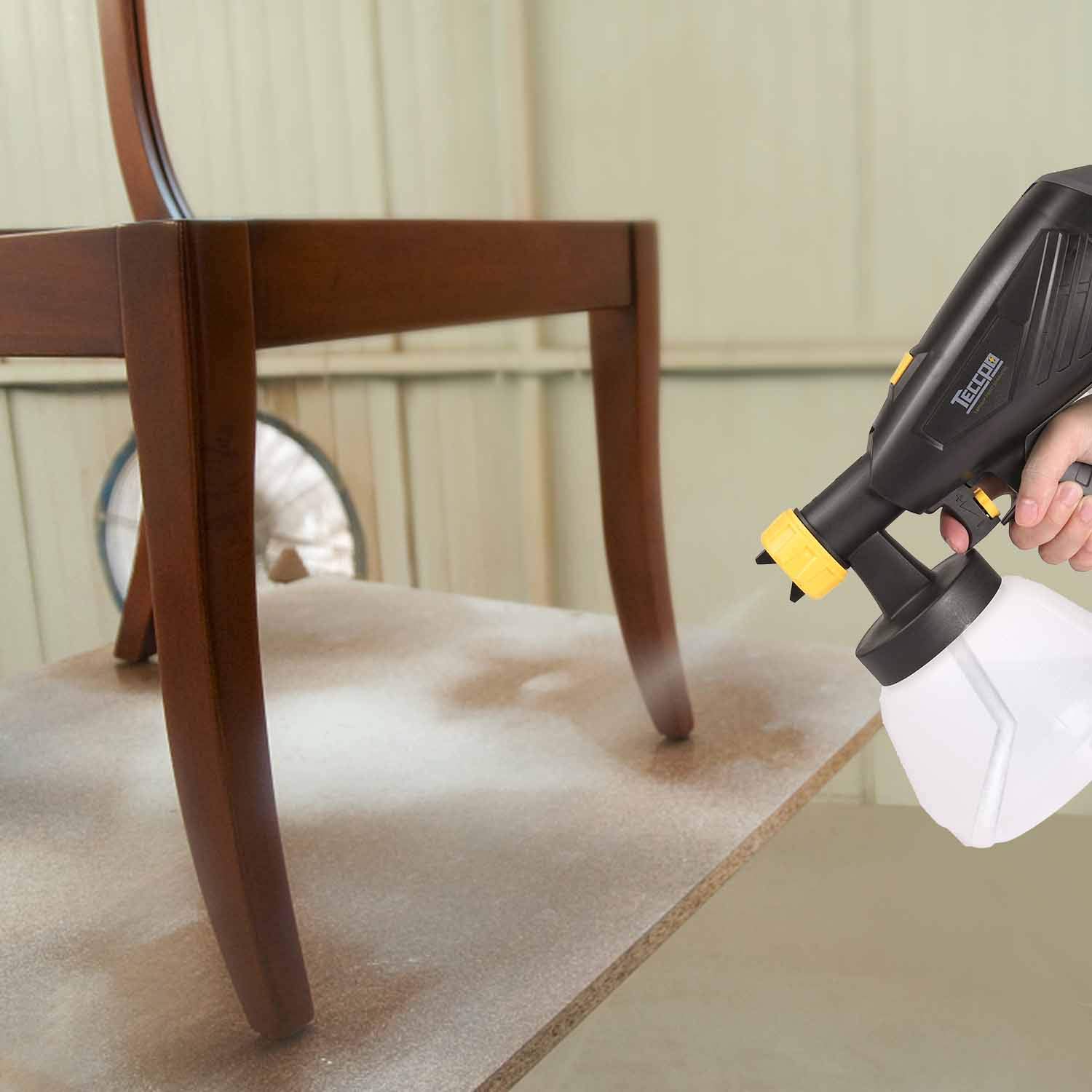 Paint Sprayer, TECCPO 500 Watts 800ml/min HVLP Home Electric Spray Gun with 1300ml Detachable Container, 3 Pcs Copper Nozzles & 3 Spray Patterns, Adjustable Valve Knob for Home Decoration & DIY