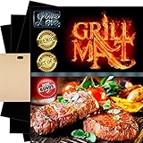 LINE LONE BBQ Grill Mat - Set of 3 Mats 15,75 x 13 inch + EXTRA Baking Mat & Toaster Bag - Grilling Accessories Forever