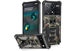 Ysnzaq Camo Case for Xiaomi Poco X6 Pro, Military Grade Shockproof Protective Phone Case with Kickstand for Xiaomi Poco X6 Pro MC Army Green