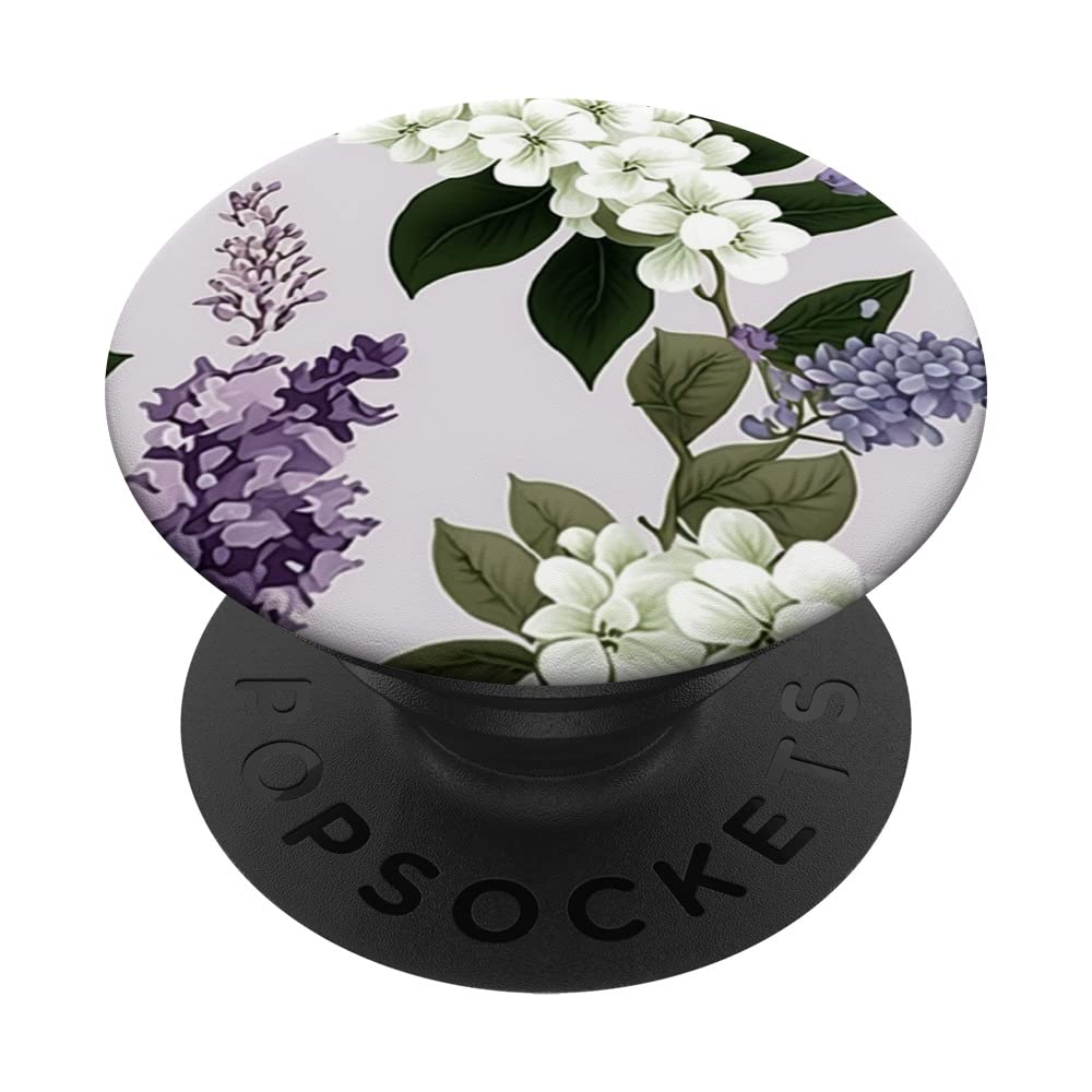 White Violet Purple Lavender Lilac Floral Botanical Flowers PopSockets Swappable PopGrip