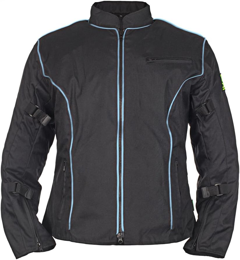 Kevlar & Armored Motorcycle Jacket - Elbow - Shoulder - Back Protection. Winter Insert - Built Tough (Large, Clear Piping)
