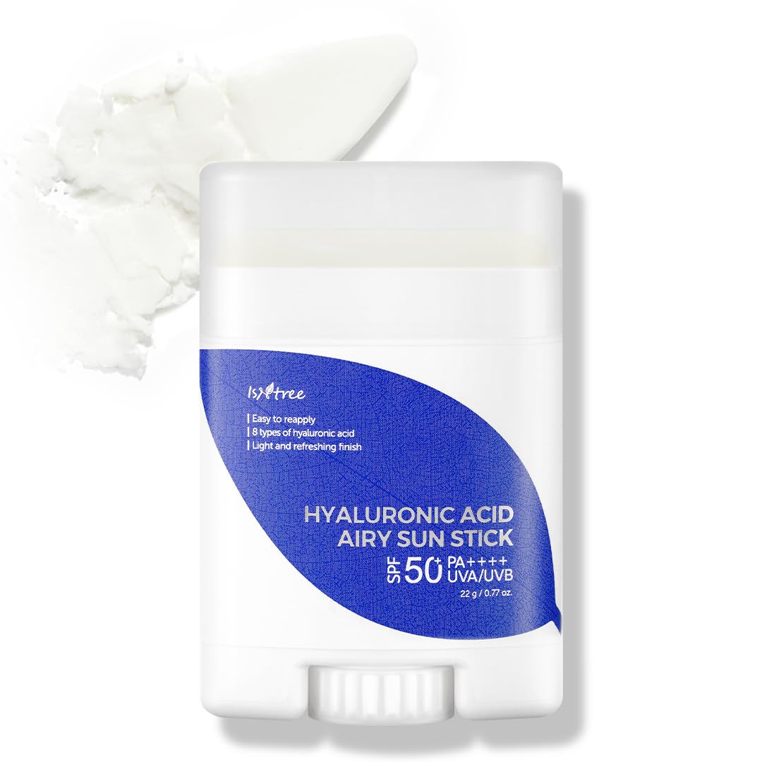 ISNTREE Hyaluronic Acid Airy Sun Stick, SPF 50+, Portable Sunscreen Stick for On-the-Go