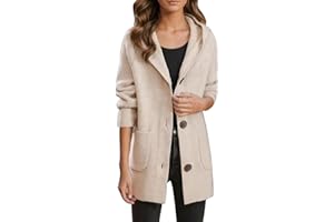 Women Long Cardigan Chunky Cable Knit Fall Sweaters Lightweight Button Up Open Front Cardigans Coats with Pockets