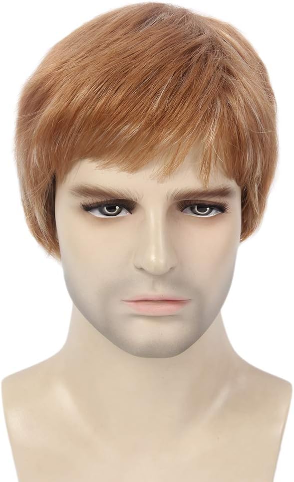 STfantasy Mens Wig Blonde Male Guy Short Layered Cosplay Party Hair Toupee 12 Inches
