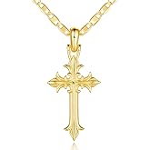 CHLOÉ LOVETT Cross Necklace for Women 14K Gold Cross Necklaces for Women Gold Crosses Chain Necklace for Womens Mariner Crosses Pendant Chain Necklaces for Womens 30mm