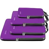 BAGAIL 4 Set/6 Set/8 Set Compression Packing Cubes Travel Accessories Expandable Packing Organizers (Cloth Pattern, 4-Purple)