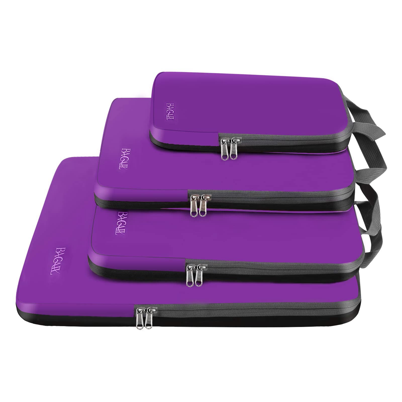 Photo 1 of BAGAIL 4 Set/6 Set/8 Set Compression Packing Cubes Travel Accessories Expandable Packing Organizers (Cloth Pattern, 4-Purple)