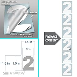 iSYFIX White Vinyl Number 2 (two) Stickers - 6 Pack
