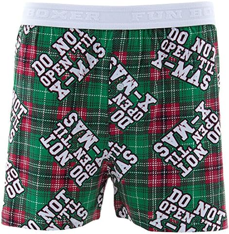 Fun Boxers Men's Do Not Open Green Cotton Boxer Shorts
