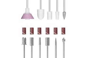 SNMZLC 11Pcs Nail Drill Bits Sets with 6Pcs File Sanding Bands 3/32 Inch Professional Rotary Burrs Diamond Cuticle Remover Bits Kit Cuticle Remover Bits for Acrylic Nail Manicure Pedicure Tools US173