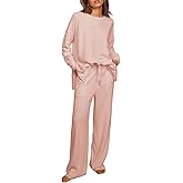 Ekouaer Womens Tracksuits 2 Piece Long Sleeve Outfits Micro Fleece Sweatsuit Sets Wide Leg Sweatpants