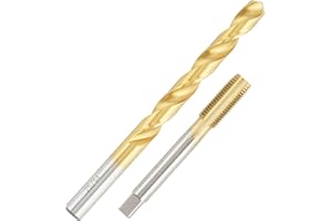 Aceteel 7/16-20 UNF Tap with 9.9mm Drill Bit, Ti-Coated HSS 7/16 X 20 Thread Tap and 25/64 Straight Handle Twist Drill