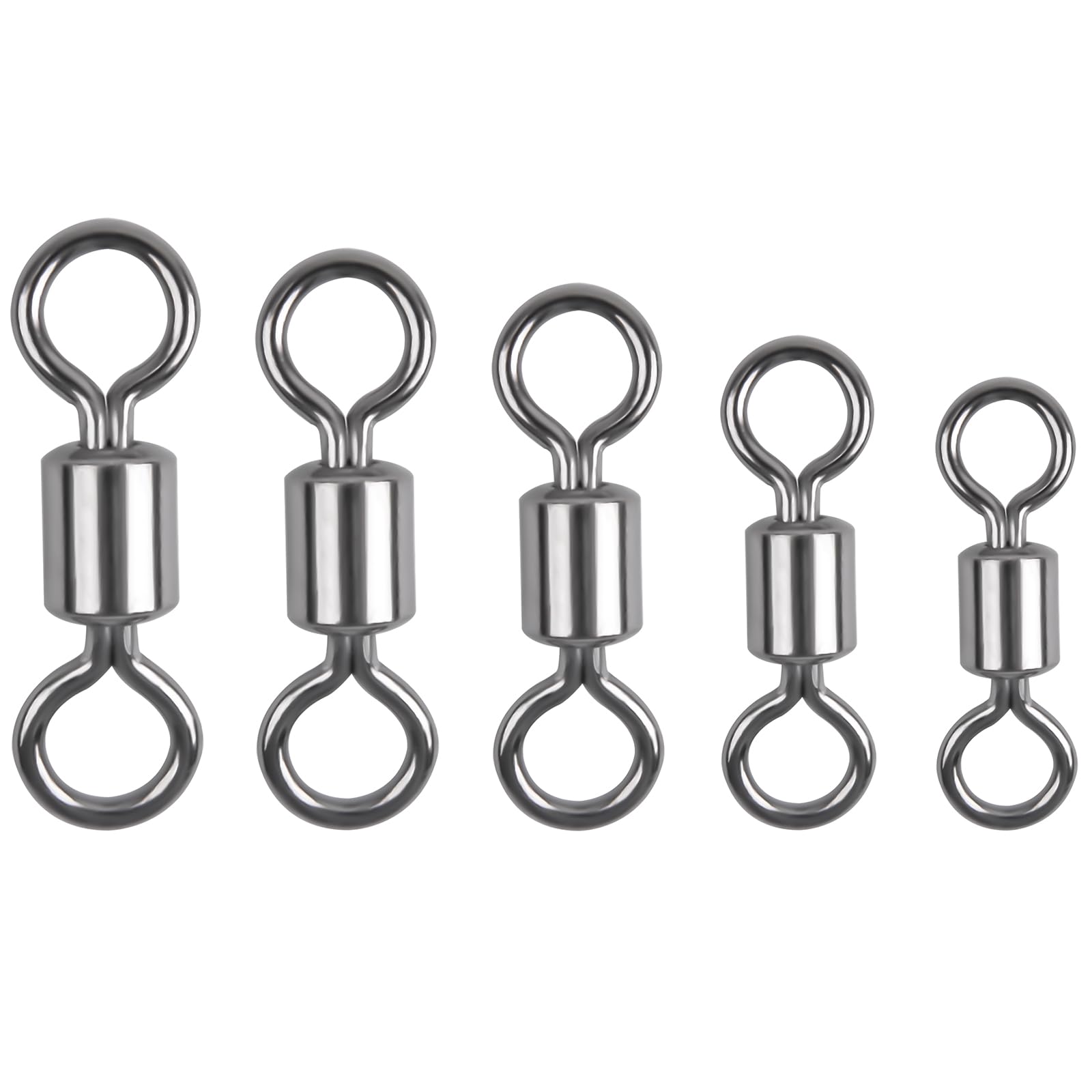 JSHANMEI 100Pcs/Lot High Strength Fishing Rolling Barrel Swivel Solid Rings Sea Fishing Tackle (8#)