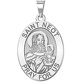PicturesOnGold.com Saint Neot Oval Religious Medal - 3/4 Inch X 1 Inch - Sterling Silver