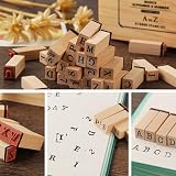 Ziranee Wooden Rubber Stamps Kit 36 Letters w/ Storage Box for Crafts view 4