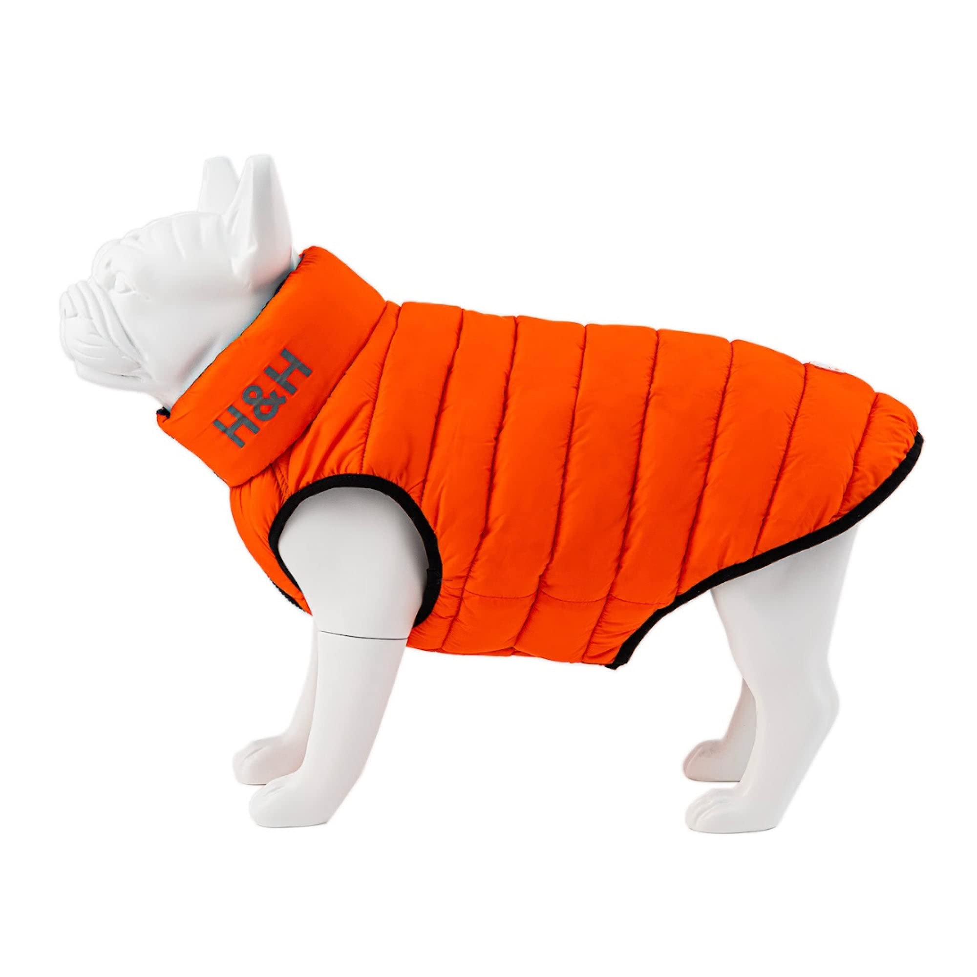 HUGO & HUDSON Reversible Dog Puffer Jacket, Windproof Water Resistant Coat, Orange & Navy, M45 โ image 1