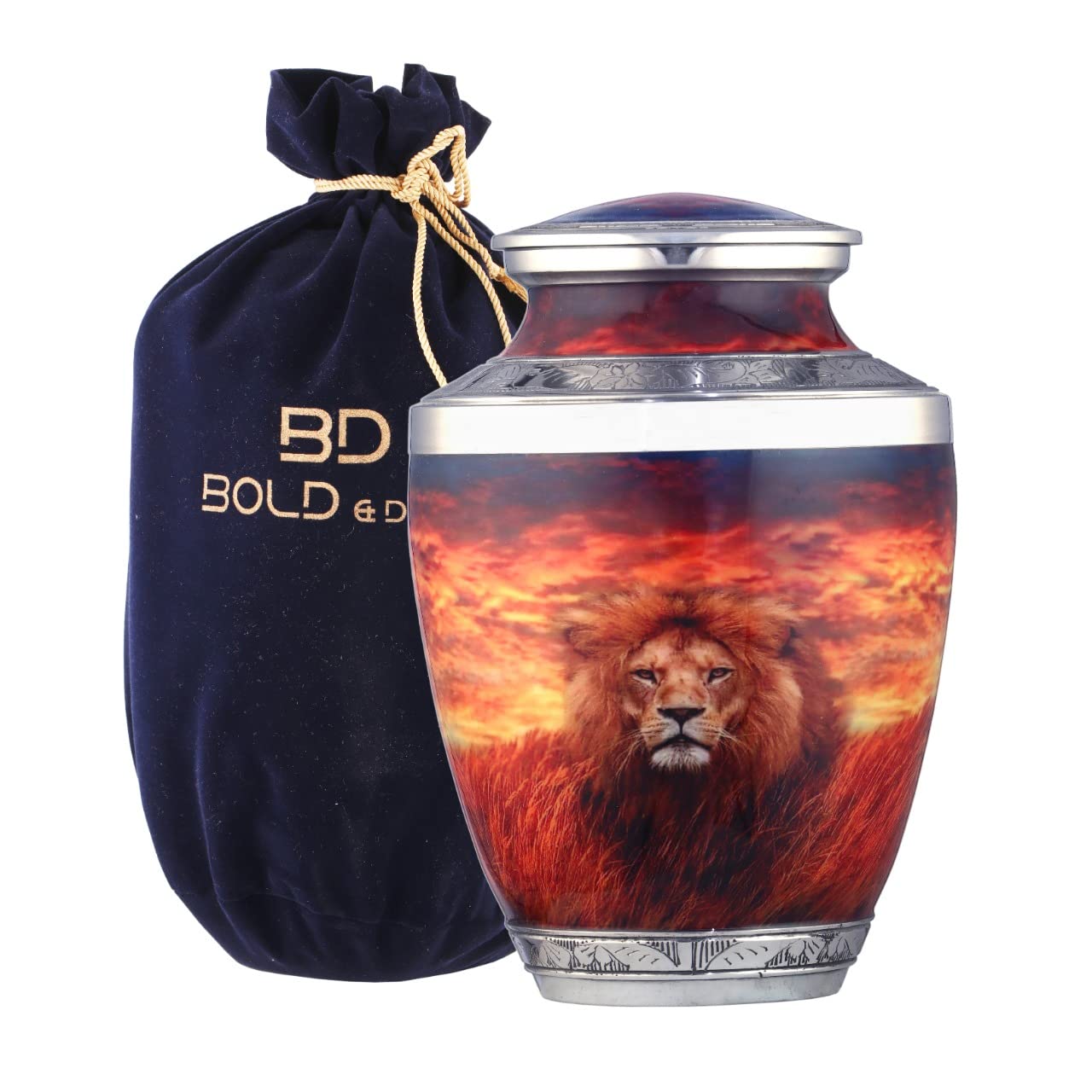 BOLD & DIVINE Brown Marble Texture Cremation Urn | Human Ashes Adult Memorial urn, Burial, Funeral Cremation Urns | 200 Cubic Inches Adult with Velvet Bag โ image 1